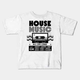 HOUSE MUSIC  - Cassette  (Grey/Black) Kids T-Shirt